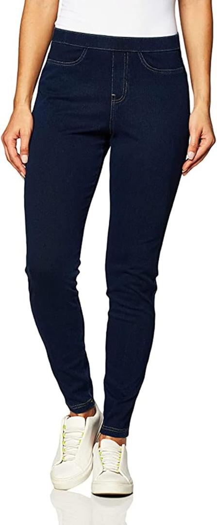No Nonsense Womens Classic Denim Leggings, Jeggings for Women with Real Back Pockets, High Waisted Stretch Jeans (X-Large, Dark Denim)
