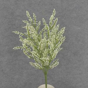 1 Pc, 21 Inch Artificial Heather Bush For Floral Arrangements & Decor - Cream