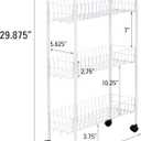 Household Essentials 05121 Slim Line 3-Tier Metal Storage Cart | Laundry Room Rolling Organizer | White, 29.875" x 19.5" x 7"