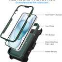 Defender Phone Case iPhone 13 Case with Belt Clip,for Shockproof iPhone 13 Case Rugged,2 Layers of Sturdy for iPhone13 Cases Heavy Duty,Military-Grade Cover for iPhone 13Case (Drak Green)