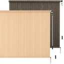 Outdoor Roller Shade 8' W x 6' L Cordless Patio Shades Roll Up Outdoors Blinds with UV Protection, Exterior Roller Shades Cloth for Porch Pergola, Walnut