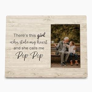 Yorhifa Pop Pop Picture Frame, Grandpa Photo Frame, Pop Pop Gifts, Gifts for Pop Pop, Pop Pop Gifts from Grandkids, There's This Girl Who Stole My Heart She Calls Me Pop Pop Photo Picture Frames 4x6