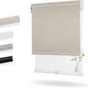 Boolegon Dual Roller Shades, Cordless Double Window Shades Blackout and Light Filtering Shades with Valance, Day and Night Roller Blinds for Home Office Door, Jacquard Beige & White, Custom Size