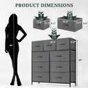9-Drawer Dresser for Bedroom, Anti-Tip Tall Storage Organizer Chest of Drawers with Wooden Top and Metal Frame Fabric Bins for Closet, Living Room, Hallway, Entryway, Gray, 11.8"D x 39.4"W x 40"H