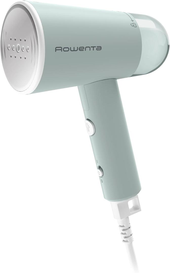 Rowenta Mini Travel Steamer for Clothes, Portable Handheld Steamer with 2.3 Oz Tank, Foldable, 1100 Watts, Ironing, Travel Essentials, Green, DR1014 (Small)