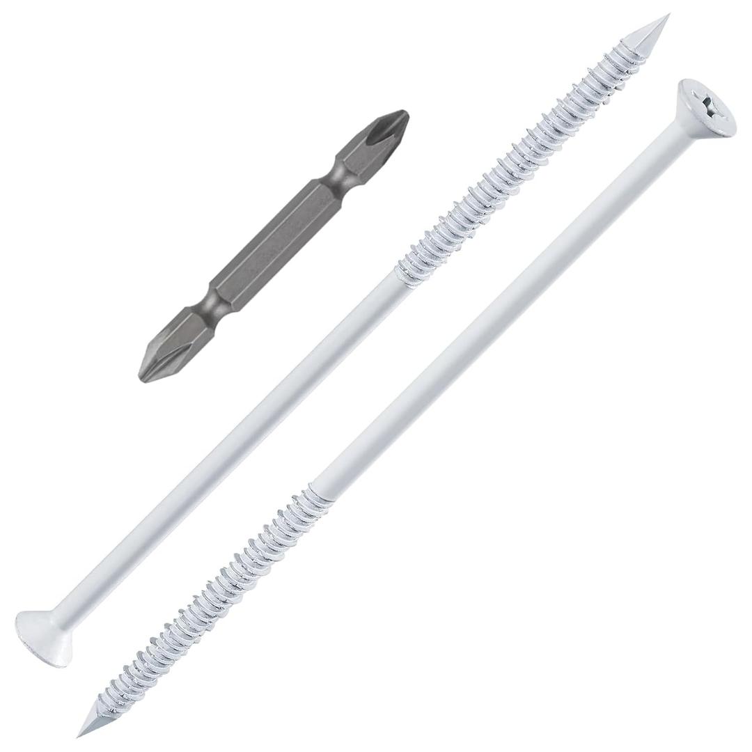 3 x WenSilon(30 PCS) 1/4" x6 White Concrete Screw Anchor White Flat Head for Anchoring to Masonry, Block or Brick Stucco