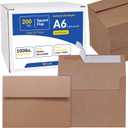 200 Pcs A6 Invitation Envelopes in Brown Kraft Peel & Seal Self-Seal 4 3/4 x 6 1/2 Square Flap Envelopes 100lb.for Wedding Shower Graduation Invitation Announcement Mailing 4 x 6 Photo Greeting Card
