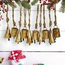 Mie Creations Set of 10 Rustic Vintage Christmas Bells, Tin Bells on Jute Rope, Decorative 2.5in Jingle Bells for Crafts, Christmas Tree Ornaments, Handmade Metal Hanging mini Cowbells- Antique Gold