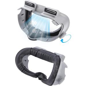 Face Cover Pad Facial Interface Compatible with Meta Oculus Quest 3 Accessories, New Facial Interface with Adjustable Knob, Light-Blocking Nose Pad and Air-Circulation Design (Grey)