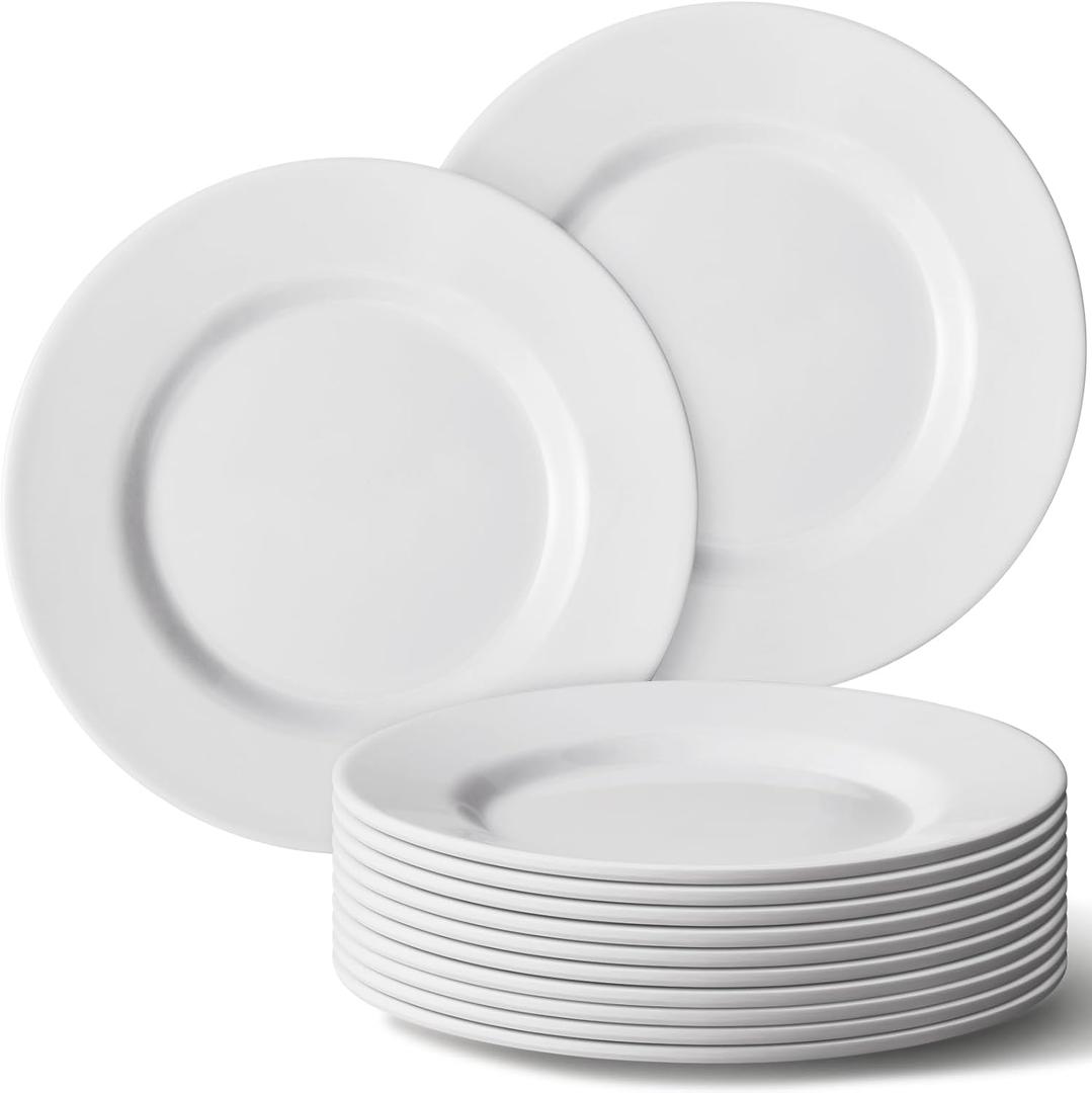 Hushee 12 Pack 7 Inch White Dessert Plates/salad Dishes Set, Melamine Small Dinner Plates Round Serving Dishes for Snacks, Bread, Fruit, Cake and Salad, Home Restaurant Supplies