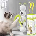 Interactive Cat Feather Toy, Automatic Fluffy Cat Teaser, Whack-a-Mole Cat Toy, USB Rechargeable, Wall-Mounted, with Suction Cup, Perfect for Indoor Cats
