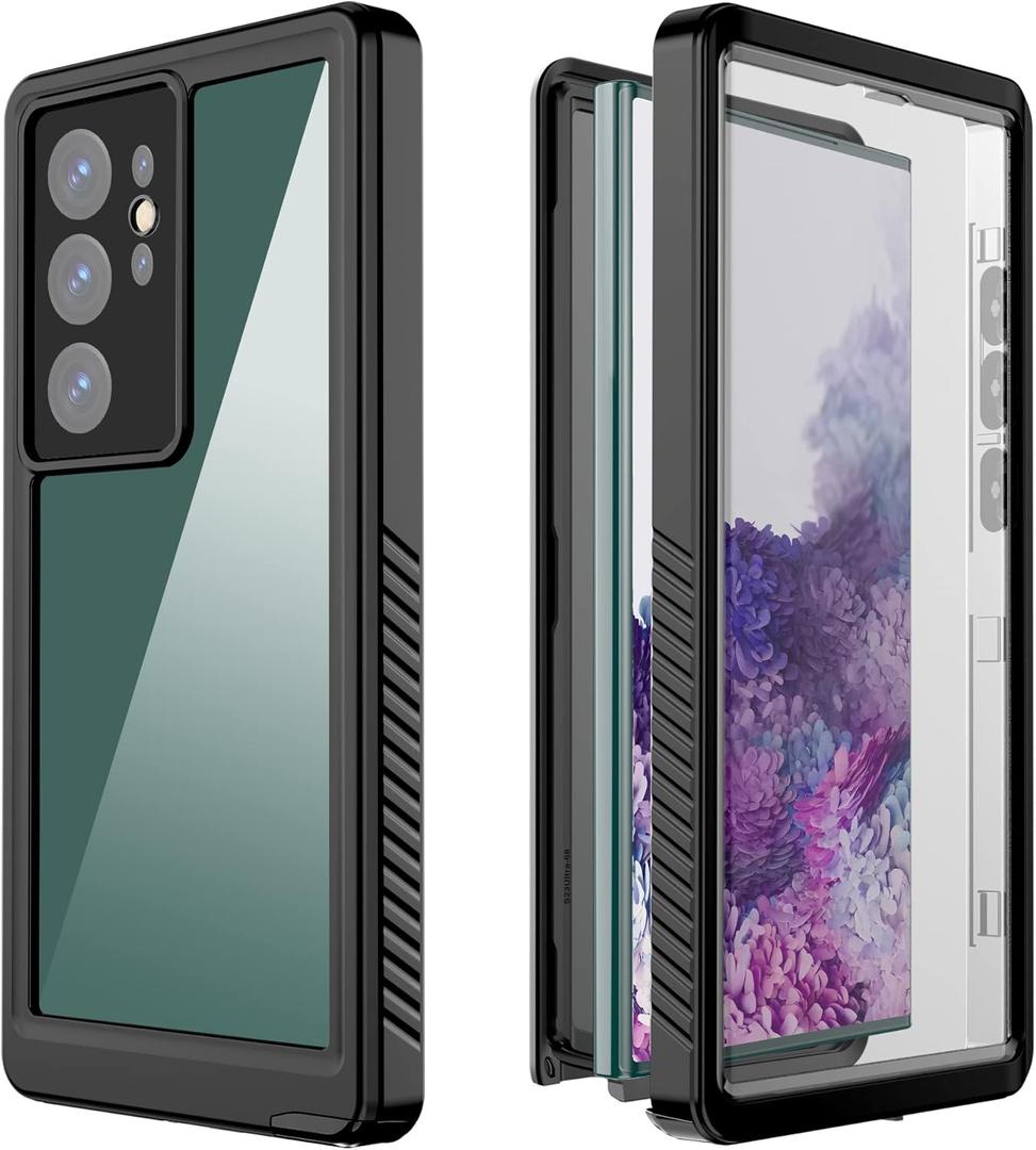 Waterproof Case for Samsung Galaxy S23 Ultra 5G, Fully Sealed Underwater IP68 Waterproof Shockproof Full-Body Protective Clear Cover Built-in Screen Protector for Samsung Galaxy S23 Ultra 5G (Black)