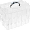 Foraineam 3-Tier Stackable Storage Box Organizer with 30 Adjustable Compartments, Plastic Craft Organizer Case Tool Storage Container Bins for Jewelry Beads Arts and Crafts Beauty Supplies