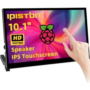 Raspberry Pi Screen, 10.1 Inch Touchscreen Monitor, IPS 1024600, Dual Built-in Speakers, HDMI Portable Monitor Compatible with Raspberry Pi 5/4/3/Zero, Driver Free