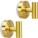 Towel Hooks Shower Suction Hook Towel Hanger for Bathroom Hanging Coat, Robe, Removable Wall Mounted Hook for Bedroom Kitchen Hotel Pool Brushed Gold(2-Pack)
