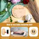 3 x Wooden Baby Announcement Sign, 5.9 Inch Hello World Newborn Birth Sign With Ink Pad Markers for Nursery Name, Birthday, Baby Showers, Photo Props