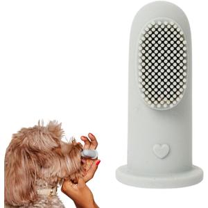 2 x pupwell Puppy Breath Daily Dog Finger Toothbrush for Bad Breath, Removing Plaque and Tartar Buildup Made from Silicone (Slate Blue)