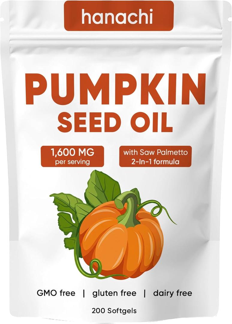 Meridease Labs Pumpkin Seed Oil Capsules for Hair Growth, 2 in 1 Formula with Saw Palmetto, Scalp Health & Supports Hair, Heart, Skin | Non-GMO | Gluten Free - 200 Softgel, EXP 07/2027