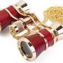 Aomekie Opera Glasses Binoculars 3X25 Theater Glasses Mini Binocular Compact with Chain for Adults Women in Musical ConcertRed