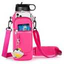 RRegeny Water Bottle Holder with Strap for Hydroflask 32oz 40oz, Carrier Sling Bag with Phone Pocket Water Bottle Sleeve for Men Women Hiking Camping Travelling（Rose 40oz）