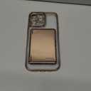 Meifigno for iPhone 16 Pro Max Case Wallet (3-4 Cards & Cash), Built-in Mirror & Kickstand, Surround Raised Lens Protection, Metal Plating Glossy for 16 Pro Max Case with Card Holder, Desert Titanium