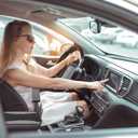 BBTO 43 Pcs Car Accessories Set for Women Front Seats and Rear Bench Polyester Car Seat Protectors Wheel Cover Seat Floor Mats Full Crystal Automotive Interior Decor(Gray and Black)