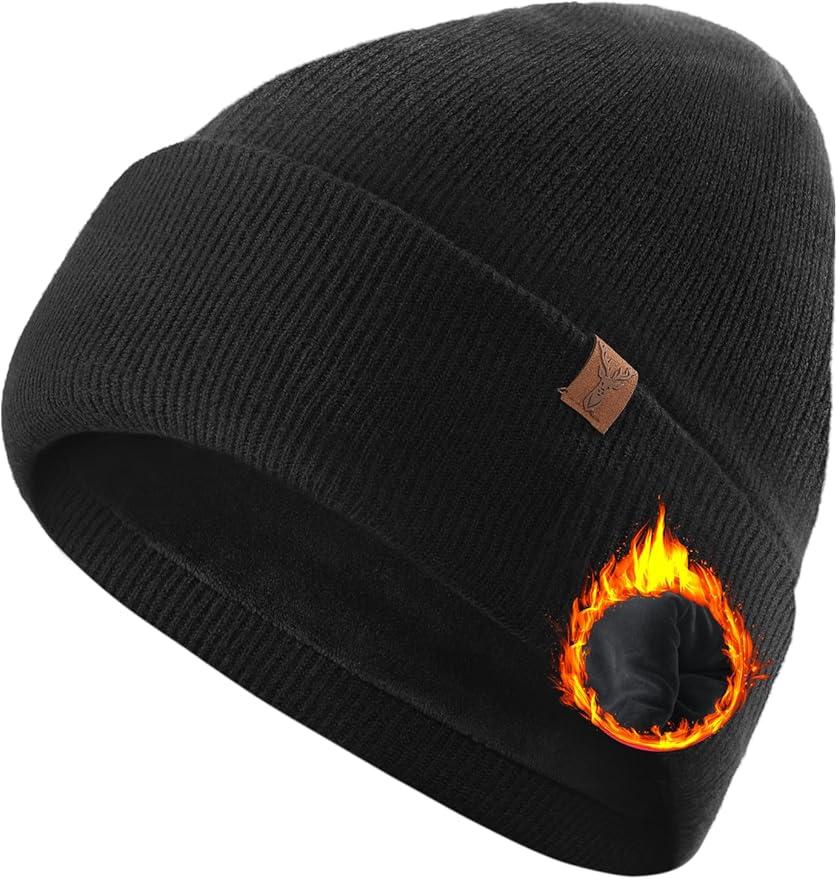 TRENDOUX 100% Merino Wool Beanie: Winter Warm Lined Cuffed Beanie for Men Women, Unisex Soft Knit Hat Daily Skull Cap Gift, 2 Pack