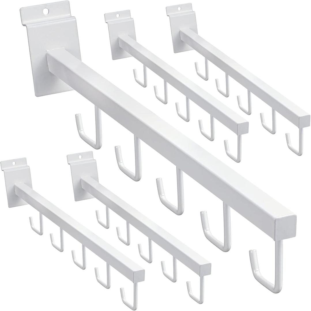 Tatuo 5 Pcs 16 Inch Waterfall Slatwall Hooks Slatwall Accessories Hooks and Hangers for Clothing Retail Garage Shop Display, Rectangular Tubing with 5 Hooks