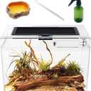 Mini Reptile Terrarium,12" x 7"x 9" Reptile Tank with Full View Visually Appealingfor InsectFishTarantulaHermit crabJumping spiderIguanaTortoiseLeopard GeckoFrogBearded dragon (Clear)