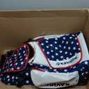 Rolling Baseball Bag with Wheels, 60L Capacity Softball Bag Holds 4 Bats for Boys and Girls, Youth Equipment Bag with Shoe Compartment (Red White & Blue)