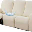 Gennia Recliner Sofa Covers 5 Pieces, Waterproof Sectional Couch Cover Stretch 3 Seat Reclining Couch Cover Soft Sofa Slipcover with Elastic Bottom Furniture Protector for Kis, Pets (Beige)