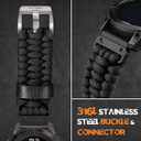 Compatible with Garmin Instinct Watch Band - R-Nylon Survival Paracord Woven Nylon Strap Quick Fit 22mm Watch Band for Fenix 7/6/5/Forerunner 965/955/945/935/745/Epix 2/Approach S70/S62/S60 (Black)
