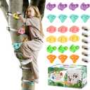 TOPNEW 20 Ninja Tree Climbing Holds for Kids Climber, Adult Climbing Rocks with 6 Ratchet Straps for Outdoor Ninja Warrior Obstacle Course Training, Soft Color
