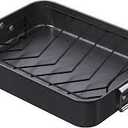 CHEFMADE Roasting Pan, 16-Inch Non-Stick Turkey Roaster Lasagna Pan with Rack - Rectangular Deep Dish Chicken Roaster Pan 16.3" x 12.52" x 3.11"(Black)