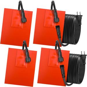 4 Pcs Silicone Car Engine Block Heater 4 x 5in 120V 150W Self Adhesive Oil Pan Heater Pad with 194F Thermal Protector Silicone Heating Pad for Automotive Engine Accessories