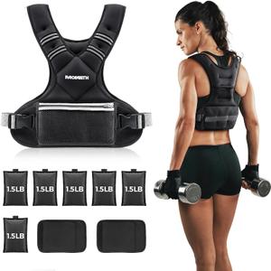 PACEARTH Adjustable Weight Vest 11-20lbs X-Shape Weighted Vest for Women and Men, Home Workout Ironsand Vest with Zipper Pouch and 6 Weight Packs, Gray, Black