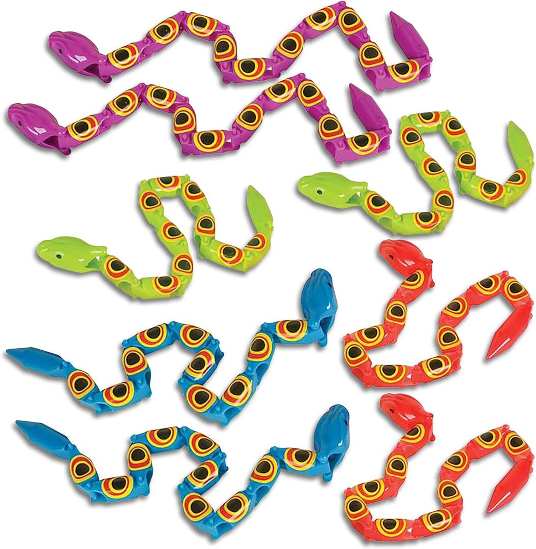 ArtCreativity 15 Inches Snake Toy, Wacky Wiggly Jointed Snake Toys - Set of 12, Long Plastic Wiggle Snakes for Kids - Novelty Snake Fidget Toy for Kids Gift Idea for Boys and Girls