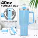 40 oz Tumbler with Handle and Flip Straw Lid, Vacuum Insulated Leak Proof Double Walled Stainless Steel Glitter Travel Mug Tumblers, Maintains Cold Ice and Heat for Hours(Blue)