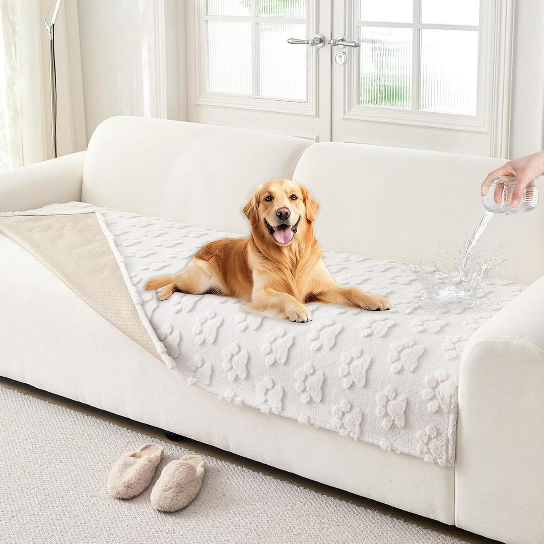 Waterproof Couch Cover for Dogs Non-Slip Pet Couch Covers for Sectional Sofa, Thick Soft Washable Sofa Covers for 3 Cushion Couch Sofa Pet Friendly (White, 35x62)