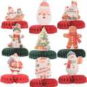 9 PCS Christmas Honeycomb Centerpieces Party Decroation Paper Set Table Toppers Holiday Vibe Decor for Xmas Red and Green DIY Supplies