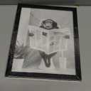 Biufo Bathroom Wall Decor, Monkey on Toilet Framed Wall Art, Animal Canvas Print Poster, Restroom Bathroom Decoration (8"x10") (Grey J)