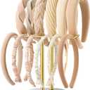 Headband Holder Organizer Two-Tier with Marble Base: Jewelry Display for Women, Hair Accessories Storage Stand Scrunchie Necklace rack for Girls, for Bathroom, Vanity, Dresser, Black and Gold