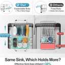 GSlife Small in Sink Dish Drying Rack - Expandable Stainless Steel Compact Over The Sink Dish Drainer with Utensil Holder for RV Kitchen Apartment, Silver