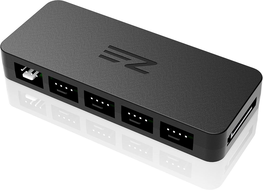 EZDIY-FAB PWM Fan Hub Controller/Splitter for 4-Pin & 3-Pin PC Cooling Fans, SATA Power, Only Use One MB Header