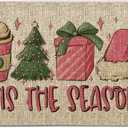 GAGEC Pink Christmas Doormat - 'Tis The Season Entrance Rug, Pink Christmas Decorations Winter Xmas Decor for Home Kitchen Floor Front Door, 17 x 27 Inch