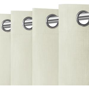 Easy-Going Linen Look Blackout Curtain Grommet Window Curtain Drapes for Bedroom, Living Room Thermal Insulated Room Darkening (2 Panels, 52x84 inch, Ivory)