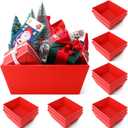 Fainne 16 Pcs Extra Large Empty Baskets for Gifts 12x10 Inch Red Cardboard Gifts Baskets Trays with Handles for Christmas Birthday Thanksgiving Valentines Wedding Holiday Party Supplies