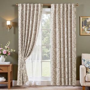 jinchan Floral Blackout Curtains for Bedroom Living Room 84 Inches Length Farmhouse Curtains Room Darkening Vintage Drapes Traditional Rod Pocket Window Treatment 2 Panels Set Taupe on Beige