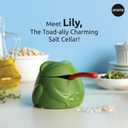 OTOTO NEW Lily Salt Cellar with Lid and Spoon - 6 oz Frog Salt Containers for Countertop, Ceramic Salt Holder with Lid for Sugar, Frog Stuff, White Elephant Gifts, Cute Gifts Accessories - Green