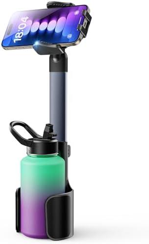 TAZENI 2 in 1 Cup Holder Cell Phone Holder Mount for Car Aluminum Alloy Rod Cup Phone Holder for Car Bottle Free Cupholder Cellphone Holder Easy Use & Stable & Universal Fit 2.5-4'' Cup Holder 2 PACK